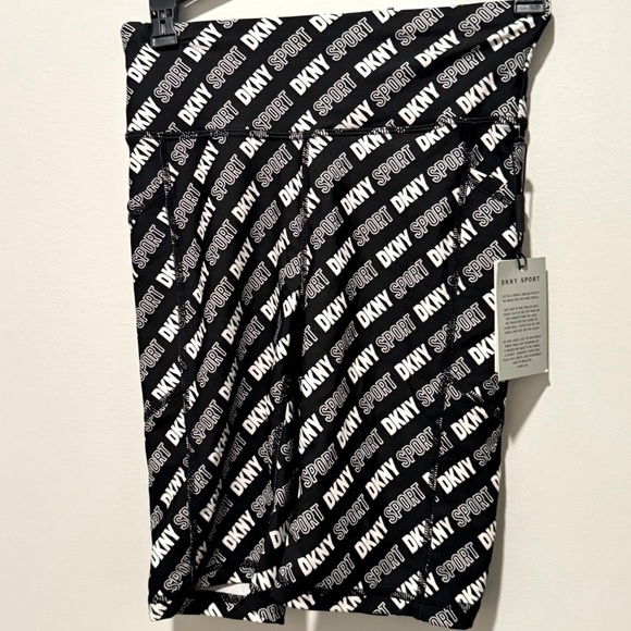 DKNY Sport Womens Logo Print High Waist Active Yoga Bike Shorts - Picture 15 of 16